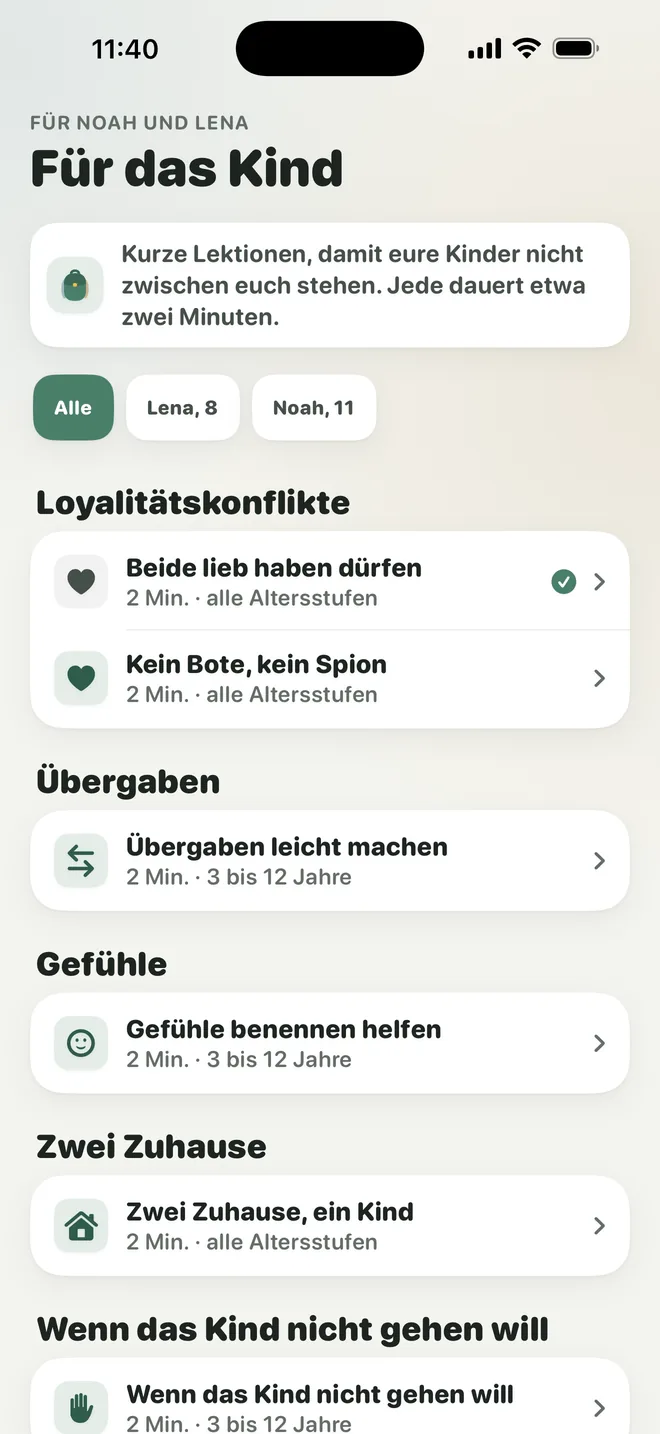 Für das Kind: Lektionen zu Loyalitätskonflikten, Übergaben und Gefühlen